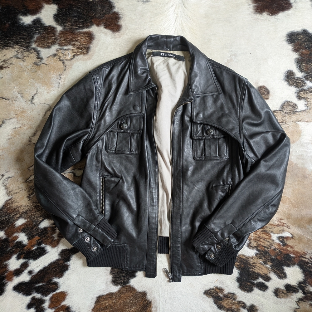 Rare Religion Black Genuine Leather Jacket